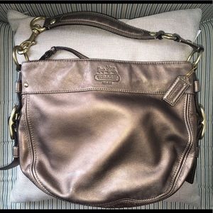 Auth. Coach medium antique gold leather Zoe 12671P